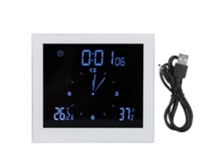 Reloj despertador digital Baok con termohigrómetro, pantalla táctil, resistente al agua para decoración del hogar y la oficina, blanco Ts-wp10-w