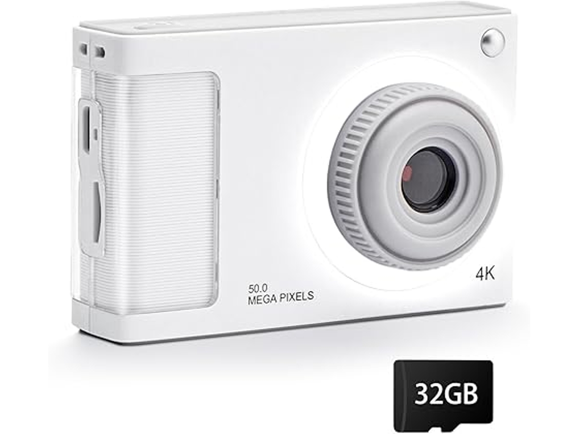 Cámara digital portátil FHD 1080p con tarjeta de 32 GB, 48 MP, zoom 8x, antivibración, color blanco Siurn