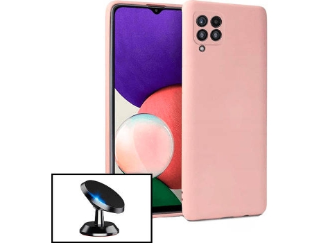 Carcasa + Soporte Magnético Samsung Galaxy A22 PHONECARE Silicona Liquida Rosa