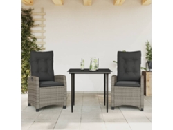 Conjunto de comedor de jardín de 3 piezas con cojines DKD Home Decor, ratán gris