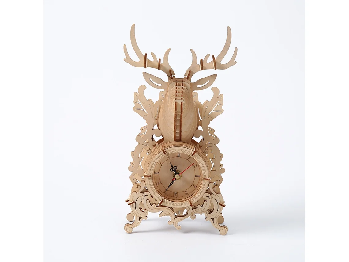 Reloj de mesa de madera con forma de reno de Chrui