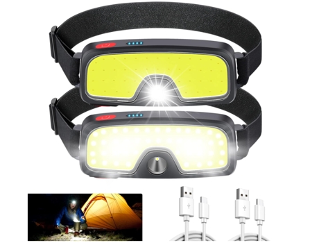 Linterna frontal recargable Linterna frontal LED de haz ancho de 5000 lúmenes 5 modos de iluminación Linterna frontal con barra de luz Impermeable ...