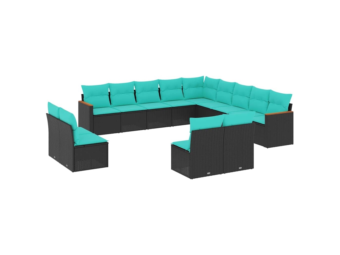 Maison Exclusive - Conjunto De Sofá De Jardín De 13 Piezas Con Cojines, De Poliratán Negro