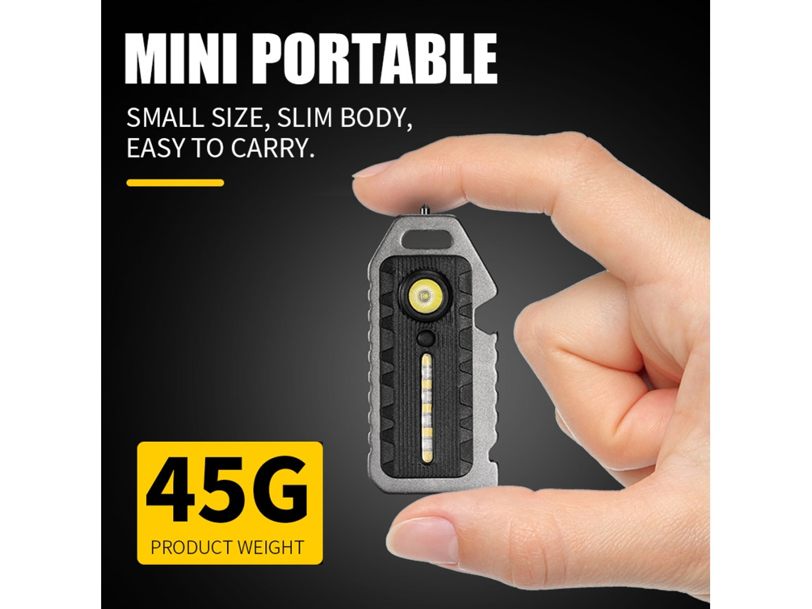 Danu2026-linterna Led Mini Llavero Recargable Impermeable Con Silbato Rompeventanas Abridor De Botellas Y Luz De Alerta