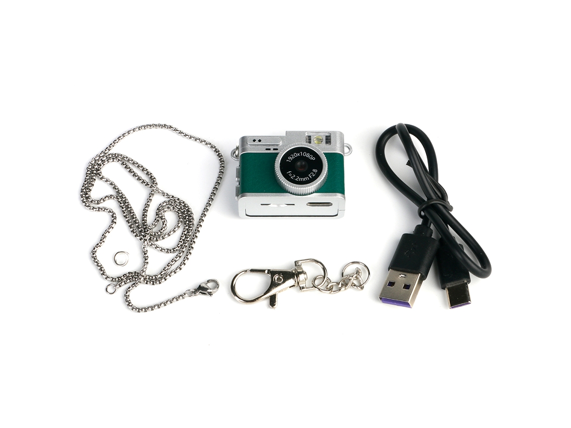 Mini cámara retro MDUG con pantalla de 1080p para uso en interiores y exteriores, portátil y con flash (verde, 32 g)