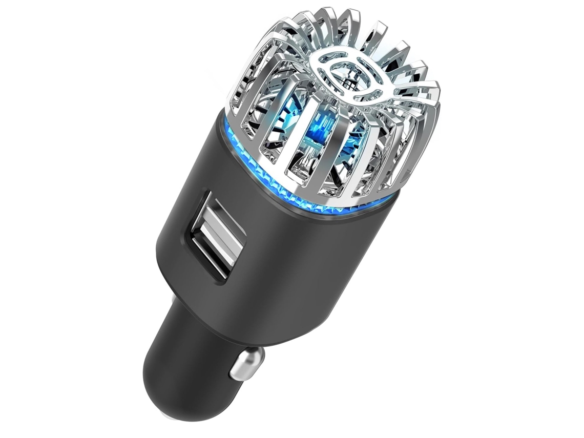 Purificador De Aire Ionizador Para Coche - Desodorante Iónico Antimicrobiano Enchufable De 12 V Con Cargador Usb Doble (negro)
