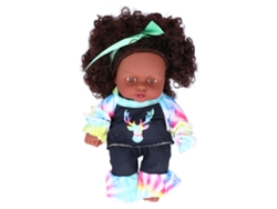 Muñeca africana realista con cabello negro - Juguete para niños y niñas - Regalo de cumpleaños Q8-048c