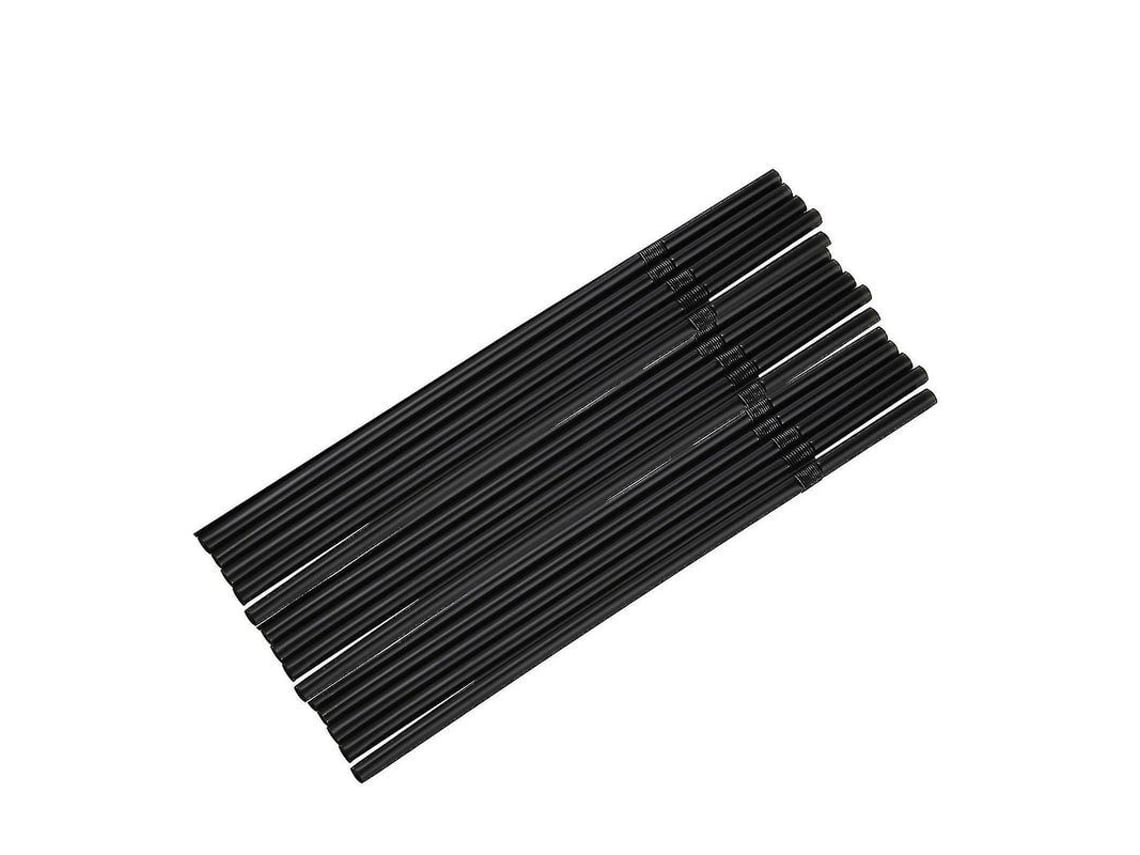 400 Pajitas Flexibles De Plástico Negro De 210 Mm Para Bodas Y Fiestas.