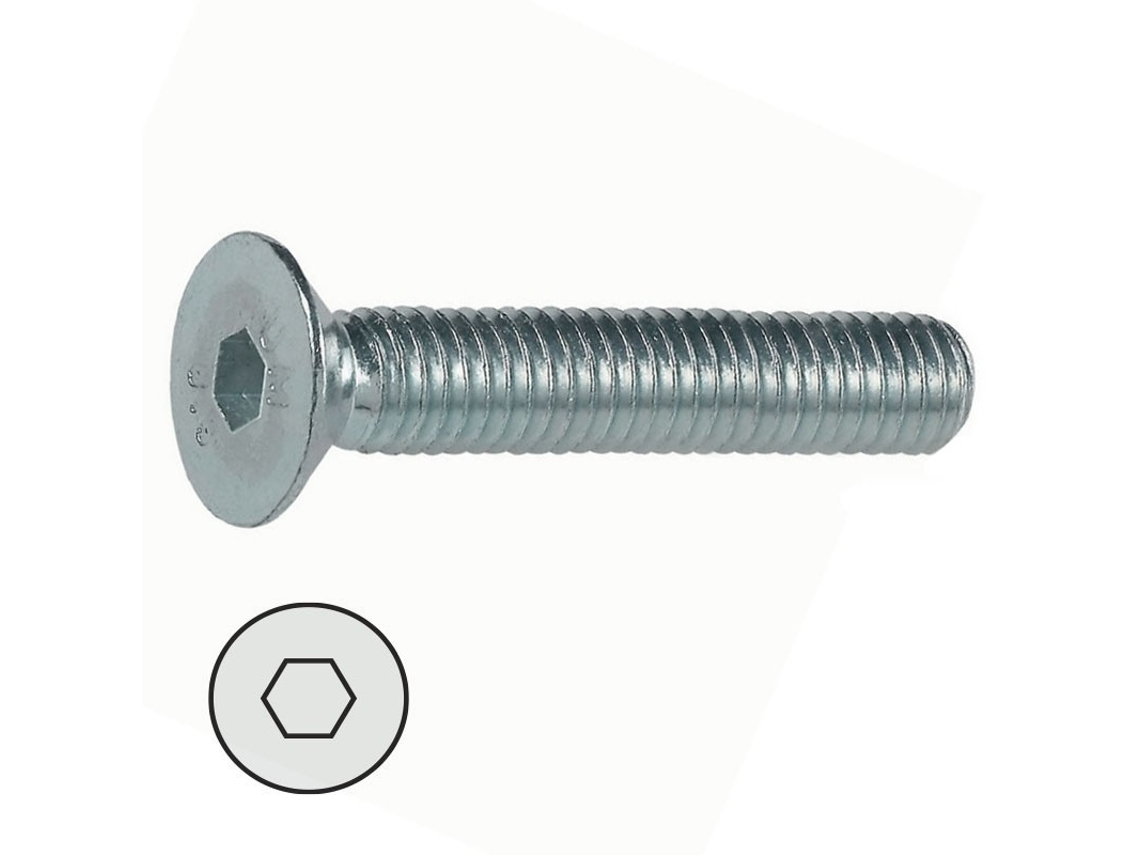 Tornillo Rosca Metal Allen Din 7991 Zinc Largo 25Mm Métrica M-6 UCAFIX
