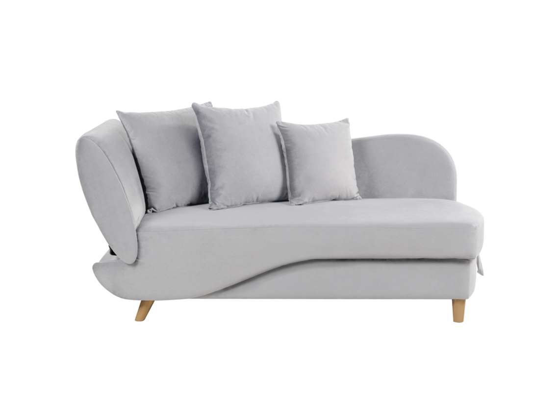 Chaise longue BELIANI Meri de Terciopelo Gris 156x69x73