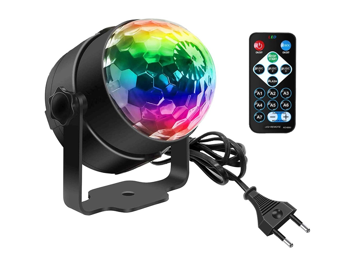 Control remoto para bola de discoteca LED, 360°, sincronización con música