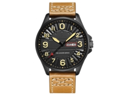 Reloj De Pulsera Impermeable De Piel Sintética Para Hombre Con Doble Calendario, Estilo Casual Y Moderno (negro/caqui)