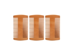 Juego De 3 Peines De Madera Para Barba, De Doble Cara, Con Dientes Finos Y Anchos, Antiestáticos, Para Afeitarse Y Cuidar El Bigote.