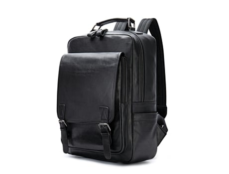 Mochila para ordenador portátil Mochila de cuero genuino para hombre Mochila impermeable para viajes de ocio-2257 Negro