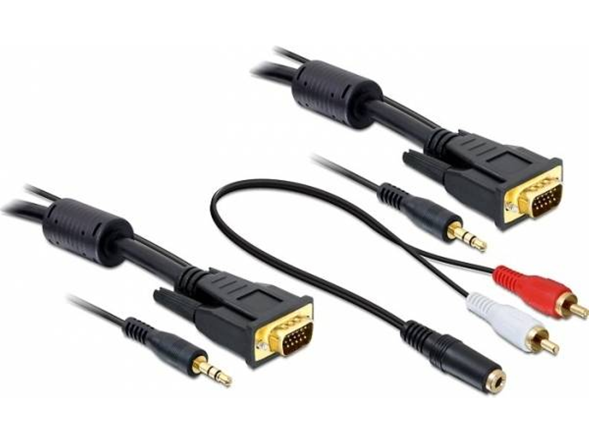 Adaptador DELOCK (VGA y Jack 3.5mm - VGA y Jack 3.5mm - 5 m - Negro)