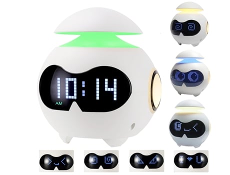 2024 Reloj despertador de regalo con alarma dual, emociones lindas, altavoz Bluetooth, luz nocturna LED junto a la cama, reloj despertador digital ...