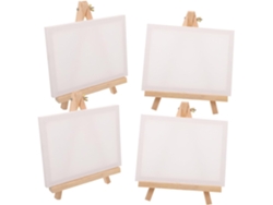 Juego De 4 Piezas Que Incluye Mini Lienzos En Blanco, Caballetes Decorativos De Madera Y Soportes Para Pintar.