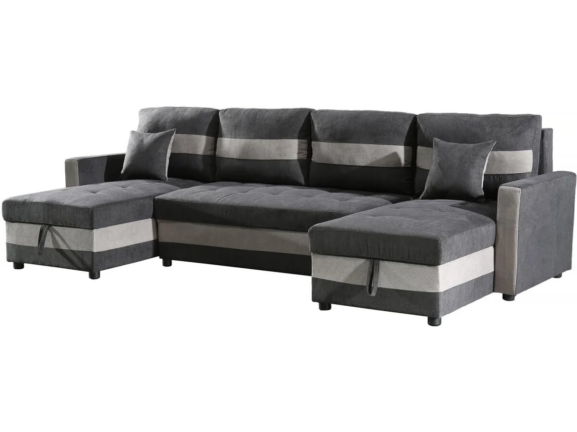 Sofá Convertible Panorámico Antoine Con Compartimentos Portaobjetos 5 Plazas Gris Oscuro/ Gris Claro HABITAT ET JARDIN