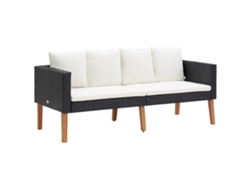 Sofá de jardín de 2 plazas con cojines de mimbre negro, Dkd Home Decor