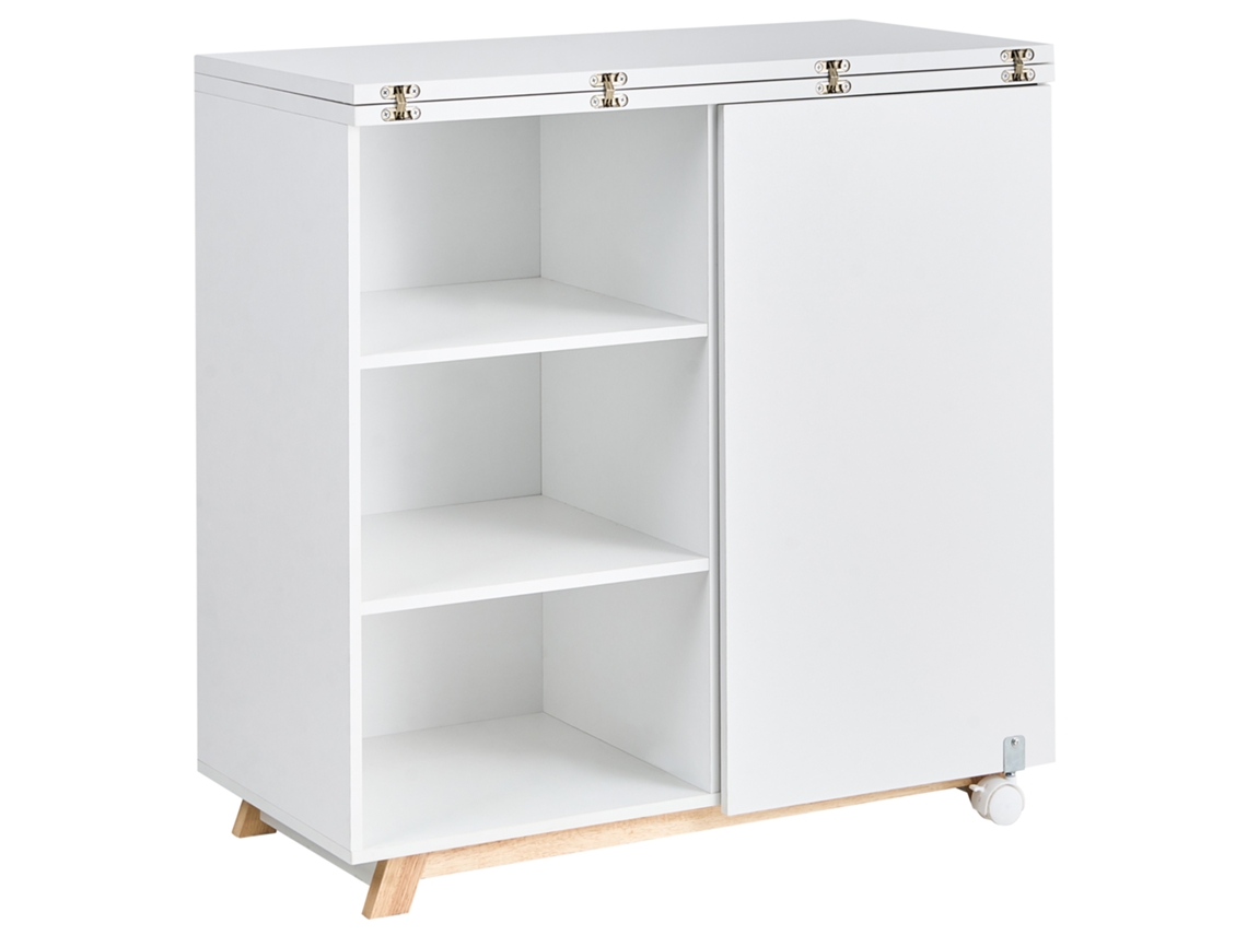 Escritorio Beliani Flomot con armario, tablero de partículas blanco, 80 x 80 x 74 cm