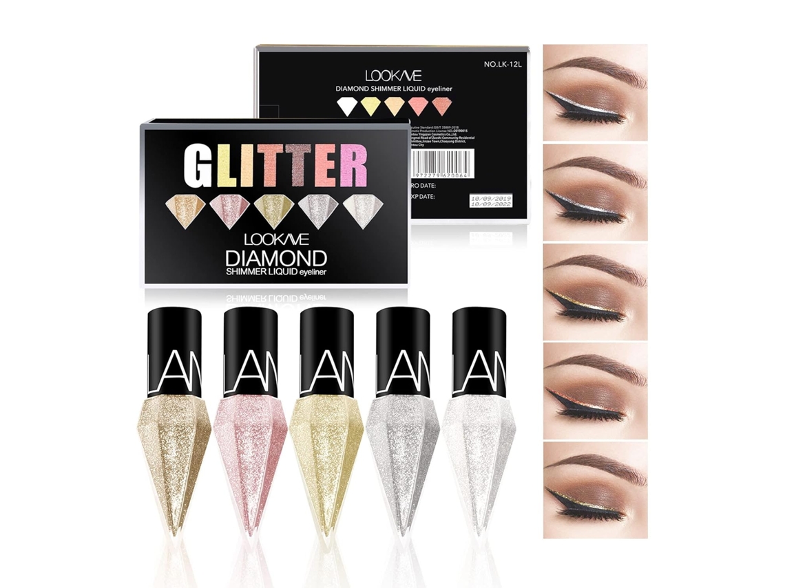 Delineador de ojos líquido con purpurina, delineador de ojos líquido con pigmento metálico brillante, set de maquillaje EHSTMIND.