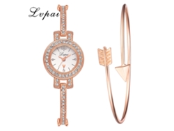 Reloj De Cuarzo Para Mujer Con Brazalete De Aleación, Diamantes De Imitación Ivpai, Oro Rosa Blanco