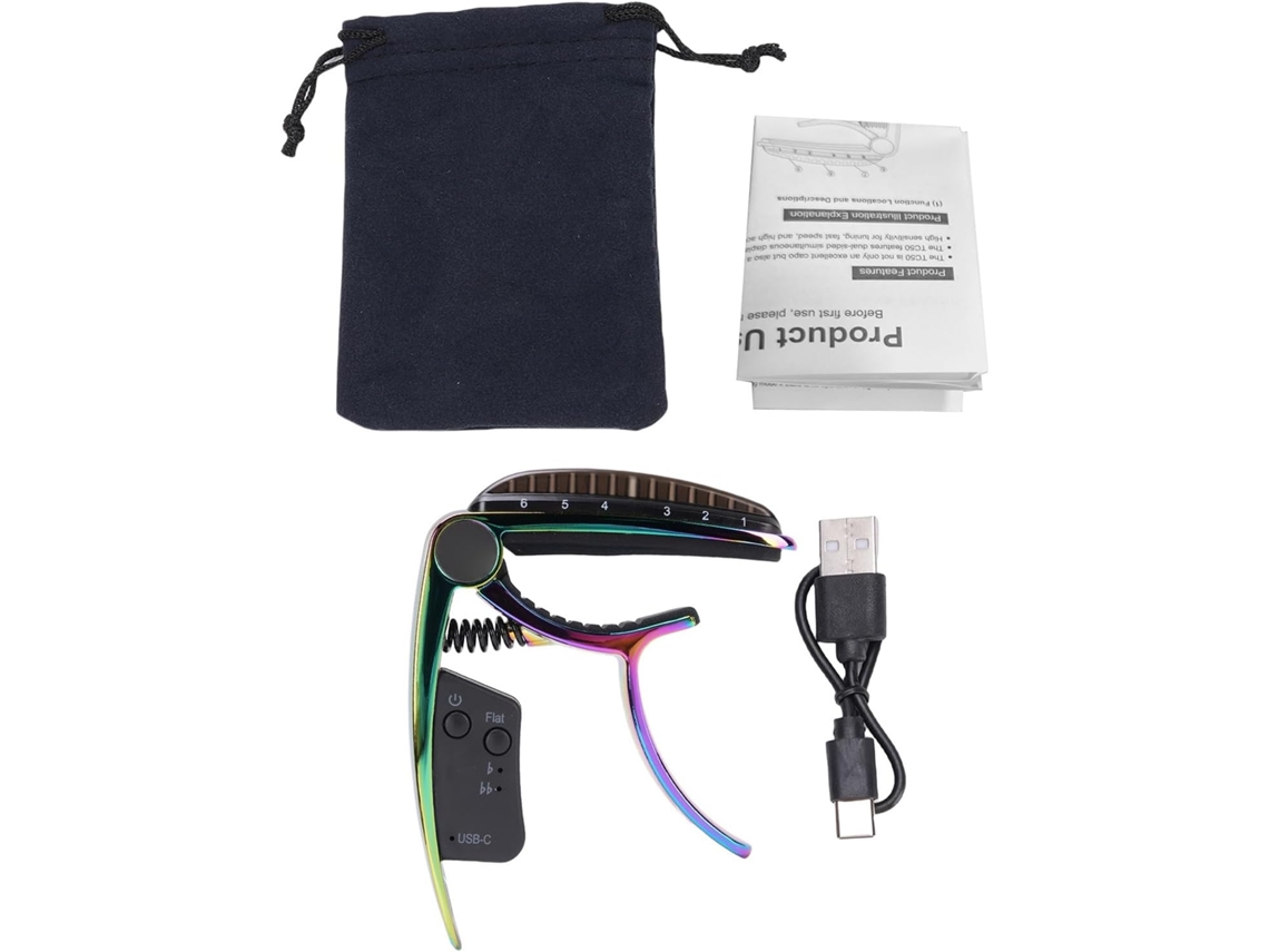 Meideal – Cejilla Y Afinador De Guitarra 2 En 1, Aleación De Zinc, Pantalla Led, Recargable Por Usb