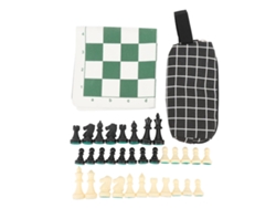 2026-set De Ajedrez Y Damas Portátil Con Tablero Enrollable Y Bolsa De Almacenamiento Con Cremallera Verde Para Entretenimiento Y Competiciones