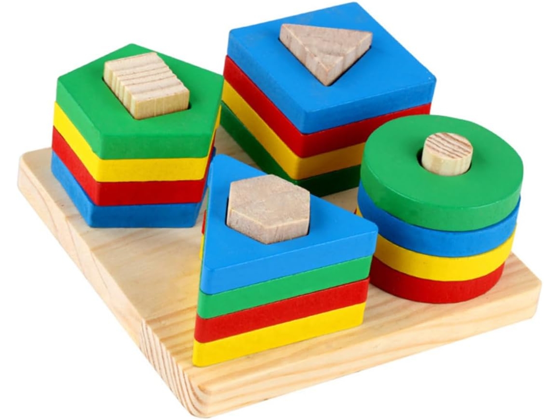 Juegos De Inteligencia En Madera, Juegos De Construcción Cognitiva Con Colores Para Niños Y Niñas