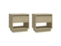 Mesas Cabeceira LOVELY HOME Mesinha 2 Pcs 45X34X44 Cm Contraplacado Carvalho Sonoma