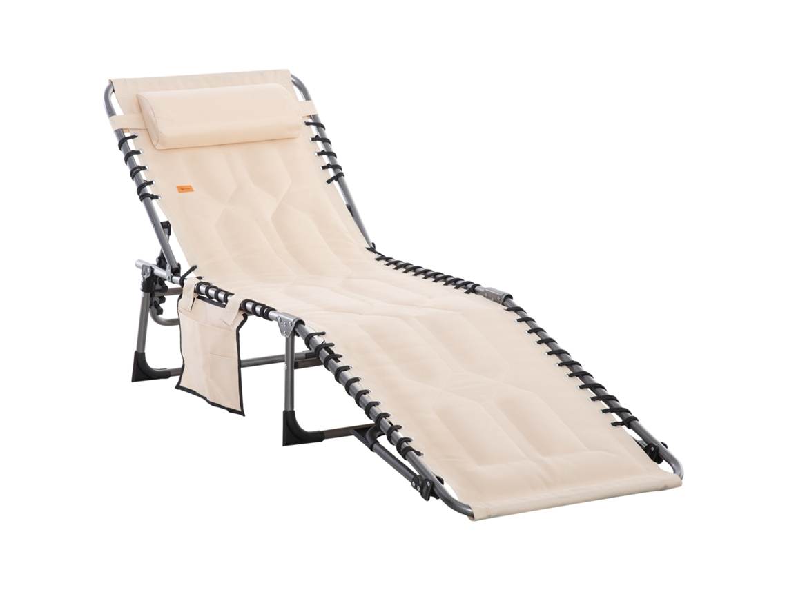 Tumbona doble de jardín con reposacabezas, bolso lateral, silla de playa con respaldo regulable en 5 posiciones, soporta hasta 130 kg.