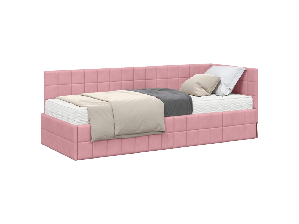 Syfax™ Estructura De Cama Esquina Con Colchón 2 Pcs Gris Terciopelo
