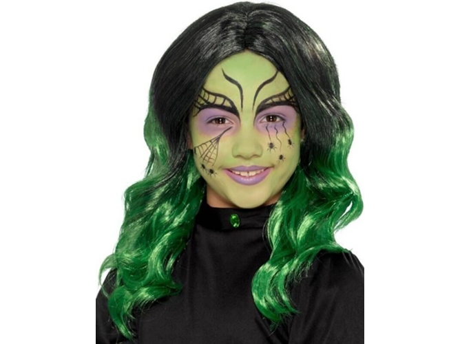 Peluca DISFRAZZES Bruja Negra Y Verde (Talla: 6 a 12 años)
