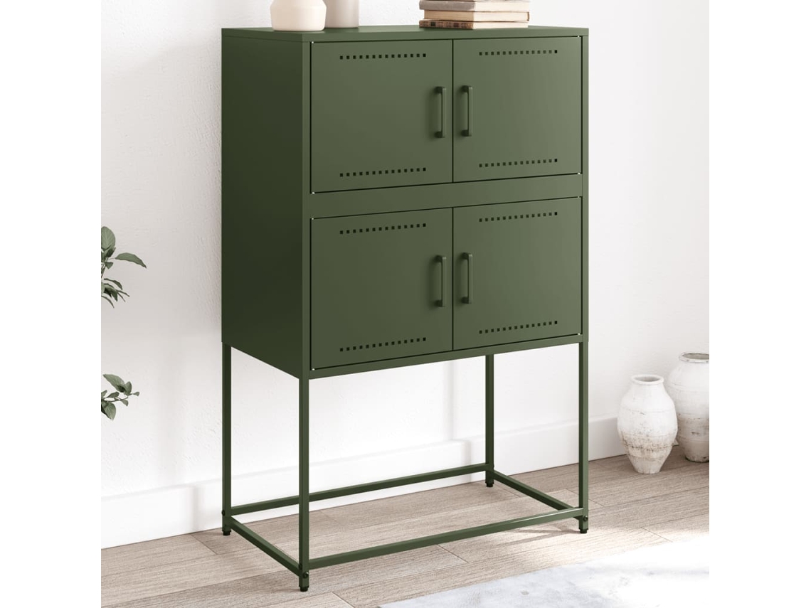 Aparador De Acero Verde Oliva 68,5x38,5x107 Cm