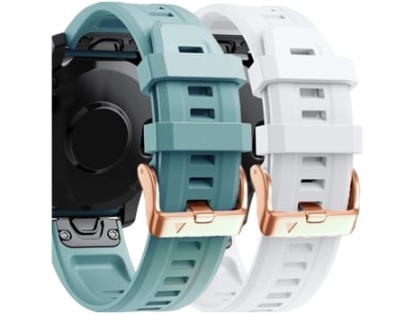 Correa Silicona Cierre Metálico para Garmin Fenix 6S Pro Turquesa y Blanco Pack 2X VEANXIN