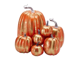 7 Calabazas De Espuma Simuladas Con Pintura Brillante, Ligera Y Reutilizable Para Decoración - Rojo Dorado