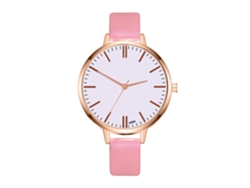 Reloj De Pulsera De Cuarzo Para Mujer Con Correa De Pu, Esfera Redonda, Estilo Casual Y Moderno (rosa)