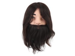 Cabeza de maniquí masculino con barba para practicar peinados.