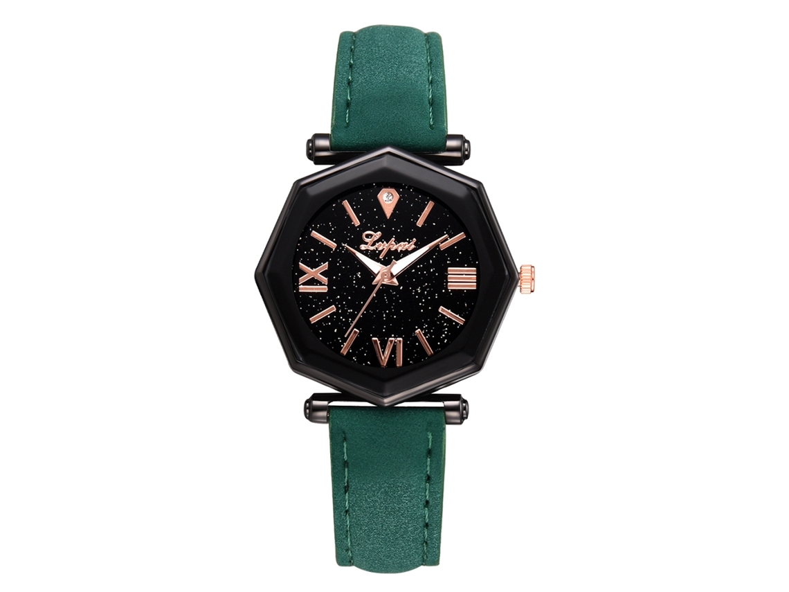 Reloj De Pulsera De Moda Para Mujer Con Correa De Piel Sintética, Esfera Sencilla De Cuarzo, Lvpai (verde)