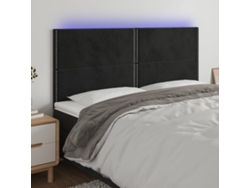 Cabecero Con Luces Led Terciopelo Negro 160x5x118/128 Cm