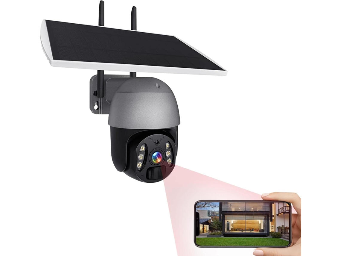 Cámara De Seguridad Solar Para Exteriores 1080p Con Cable Y Fuente De Alimentación.