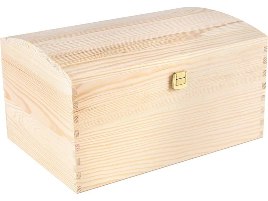 Caja de almacenaje navideña con cofre grande de madera sin pintar Creative Deco 34,5 x 25 x 19,2 cm CREATIVE DECO