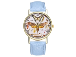 Reloj De Cuarzo Para Mujer Zhoulianfa T303-a Con Correa De Cuero Azul Claro, Estilo Moderno.