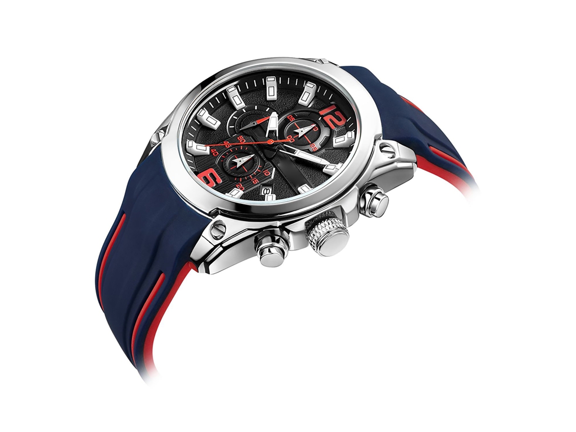 Reloj Deportivo Megir 2063 Para Hombre, Cronógrafo Luminoso, Resistencia Al Agua De 3 Atm, Correa De Silicona, Indicador De Fecha.
