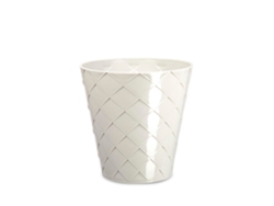 ARECA Palm - Maceta Redonda Decorativa 16 cm con Textura Blanco Roto