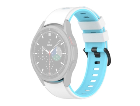 Correa de Silicona bicolor para Samsung Galaxy Watch 5 40mm/44mm/Watch 5 Pro 45mm/Watch4 40mm/44mm/Watch4 Classic 42mm/46mm/Watch3 41mm - blanco/ci...