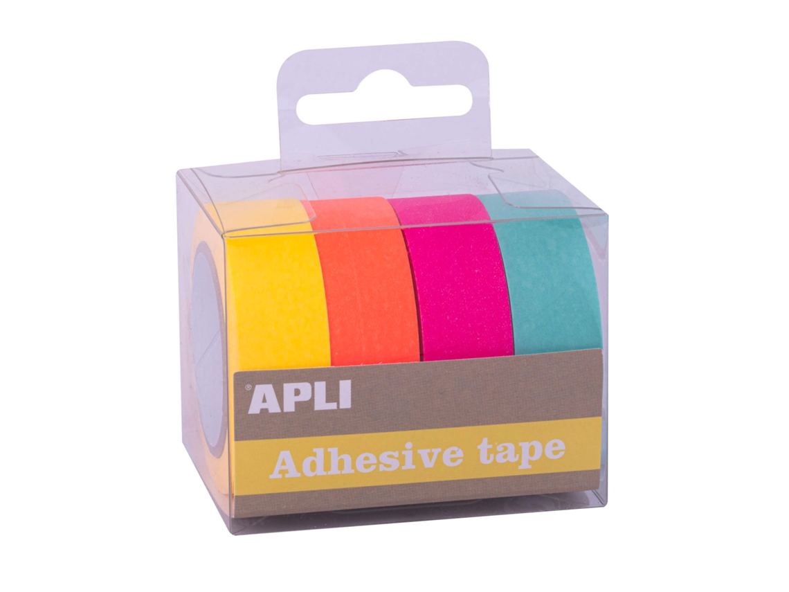 Pack Cintas Adhesivas de Papel Washi 4 U Tonos Fluor Apli
