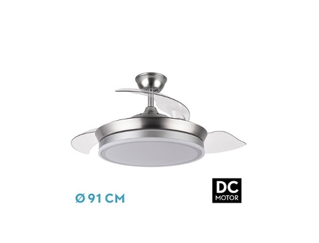 Ventilador DC Bayomo Níquel 72W 3 Aspas Desplegables FABRILAMP