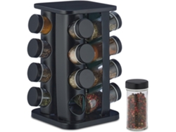 Carrusel Para Especias, 16 Frascos, Acero Inoxidable Y Vidrio, Negro