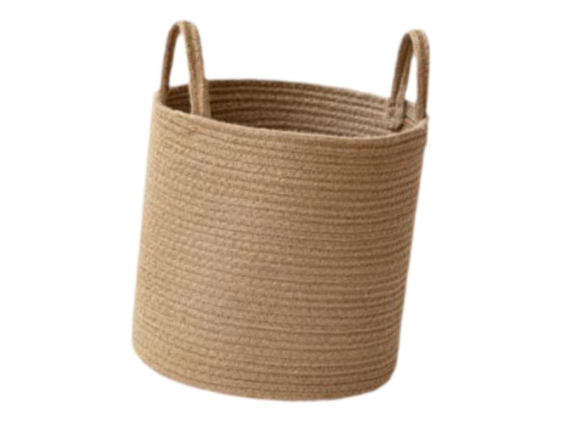 Cesta redonda tejida, cesta para la ropa con asas slowmoose